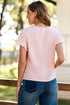 Textured Ruffle Sleeve Round Neck Casual Blouse