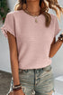 Textured Ruffle Sleeve Round Neck Casual Blouse