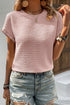 Textured Ruffle Sleeve Round Neck Casual Blouse