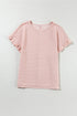 Textured Ruffle Sleeve Round Neck Casual Blouse