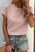 Textured Ruffle Sleeve Round Neck Casual Blouse