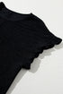 Textured Ruffle Sleeve Round Neck Casual Blouse