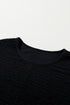 Textured Ruffle Sleeve Round Neck Casual Blouse