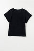 Textured Ruffle Sleeve Round Neck Casual Blouse