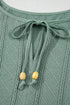 Textured Ruffle Sleeve Split Neck Tie Detail Blouse
