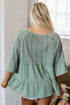 Textured Ruffle Sleeve Split Neck Tie Detail Blouse
