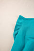 Textured Ruffle Sleeve Split Top Drawstring Short Set