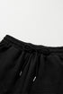 Textured Ruffle Sleeve Split Top Drawstring Short Set
