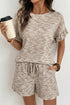 Textured Ruffle Sleeve Top And Drawstring Short Sets