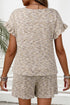 Textured Ruffle Sleeve Top And Drawstring Short Sets