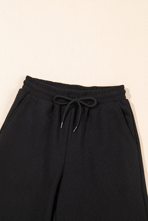 Textured Ruffle Sleeve Zipped Wide Leg Pant Set