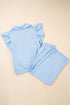 Textured Ruffle Sleeve Zipped Wide Leg Pant Set