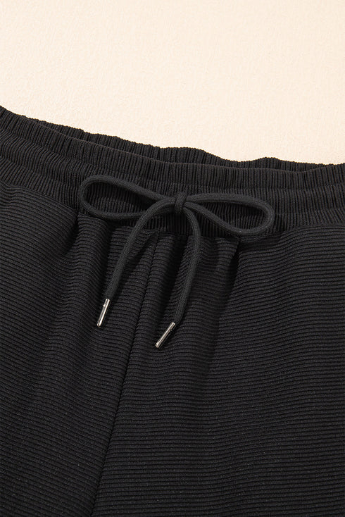 Textured Ruffle Sleeve Zipped Wide Leg Pant Set