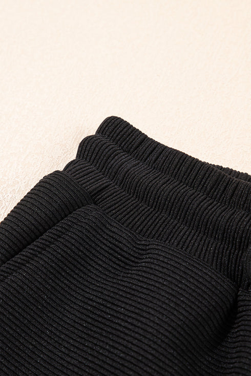 Textured Ruffle Sleeve Zipped Wide Leg Pant Set