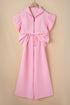 Textured Ruffle Sleeve Zipped Wide Leg Pant Set