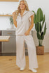 Textured Ruffle Sleeve Zipped Wide Leg Pant Set