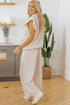 Textured Ruffle Sleeve Zipped Wide Leg Pant Set