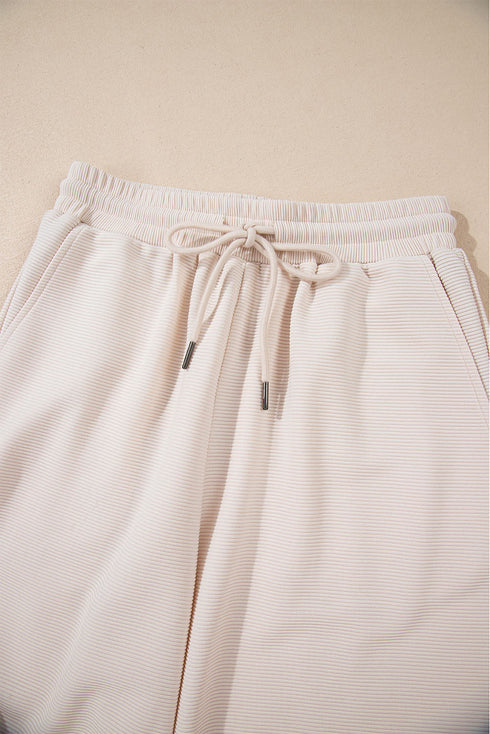 Textured Ruffle Sleeve Zipped Wide Leg Pant Set