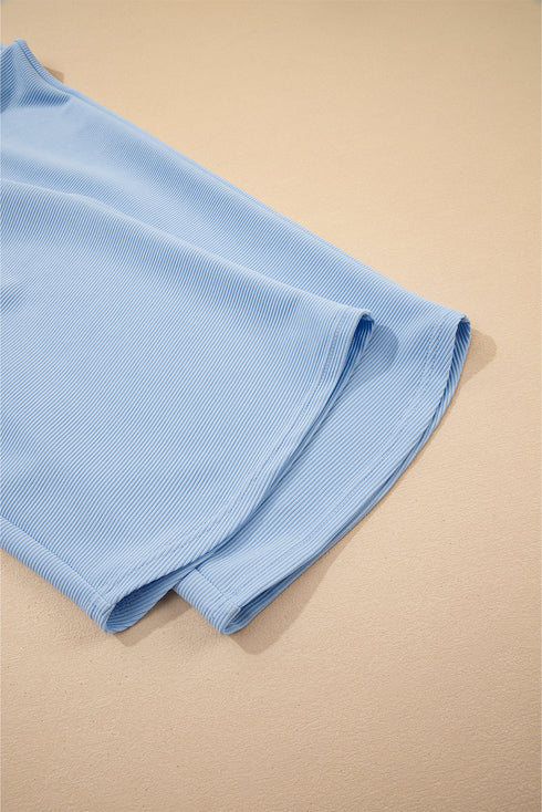 Textured Ruffle Sleeve Zipped Wide Leg Pant Set