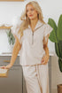 Textured Ruffle Sleeve Zipped Wide Leg Pant Set