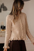 Textured Ruffle Trim Button Front Knit Cardigan