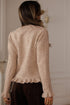 Textured Ruffle Trim Button Front Knit Cardigan