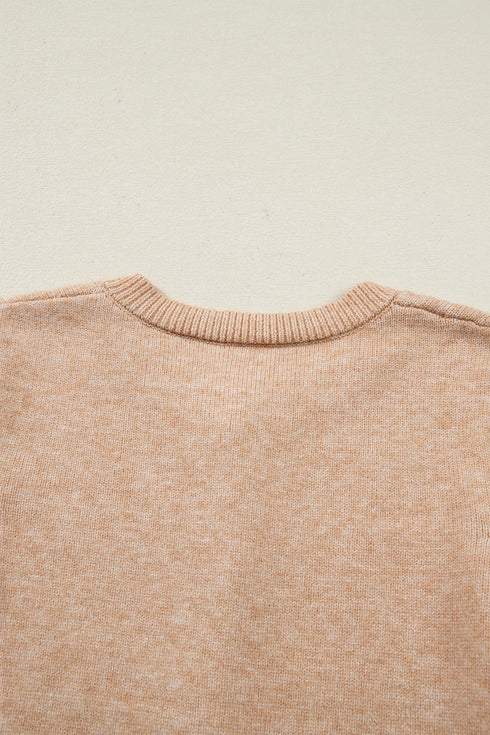 Textured Ruffle Trim Button Front Knit Cardigan