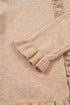 Textured Ruffle Trim Button Front Knit Cardigan