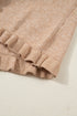 Textured Ruffle Trim Button Front Knit Cardigan