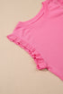 Textured Ruffle Trim Crop Vest Long Skirt Two Piece Dress