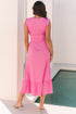 Textured Ruffle Trim Crop Vest Long Skirt Two Piece Dress