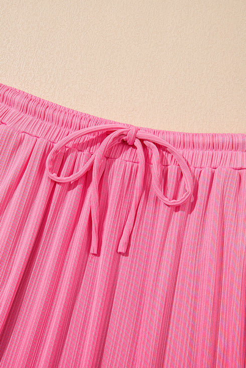 Textured Ruffle Trim Crop Vest Long Skirt Two Piece Dress