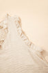 Textured Ruffle Trim Sleeveless V Neck Woven Blouse