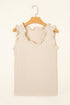 Textured Ruffle Trim Sleeveless V Neck Woven Blouse