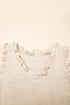 Textured Ruffle Trim Sleeveless V Neck Woven Blouse