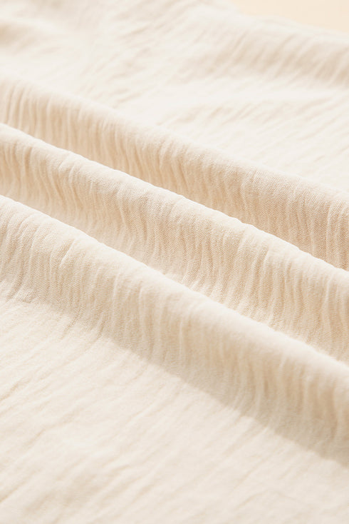 Textured Ruffle Trim Sleeveless V Neck Woven Blouse