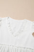 Textured Ruffle Trim V Neck Flutter Sleeve Flowy Blouse