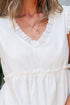Textured Ruffle Trim V Neck Flutter Sleeve Flowy Blouse