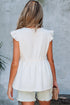 Textured Ruffle Trim V Neck Flutter Sleeve Flowy Blouse