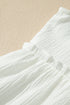 Textured Ruffle Trim V Neck Flutter Sleeve Flowy Blouse