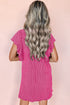 Textured Ruffled Flutter Sleeve Mini Dress