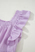 Textured Ruffled Flutter Sleeve Square Neck Tiered Maxi Dress