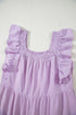 Textured Ruffled Flutter Sleeve Square Neck Tiered Maxi Dress