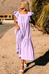 Textured Ruffled Flutter Sleeve Square Neck Tiered Maxi Dress