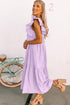 Textured Ruffled Flutter Sleeve Square Neck Tiered Maxi Dress