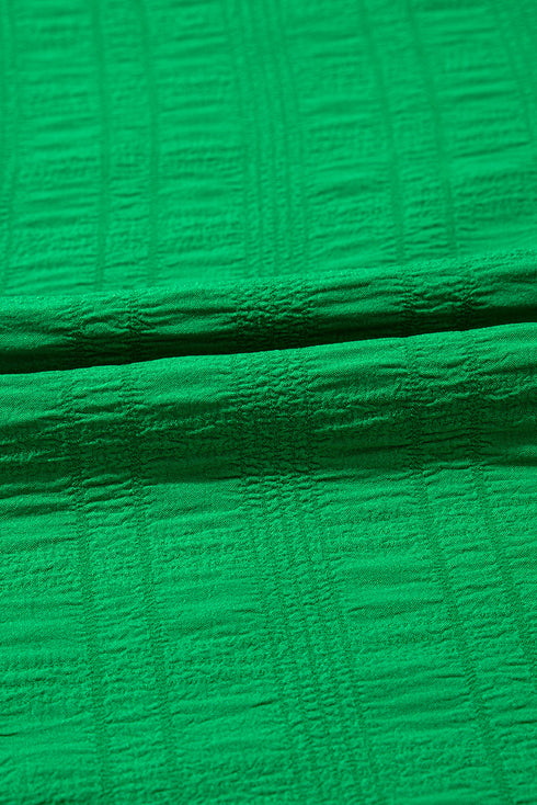 Textured Ruffled Sleeve Round Neck Top