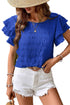 Textured Ruffled Sleeve Round Neck Top