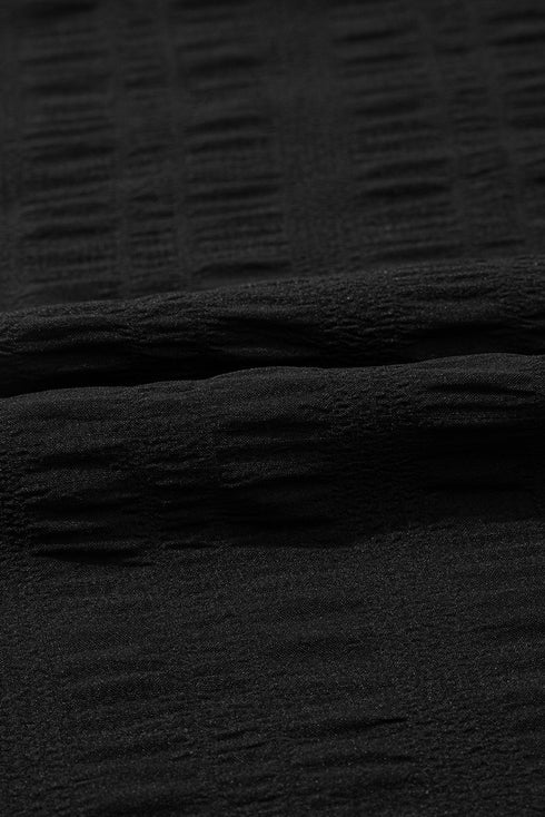 Textured Ruffled Sleeve Round Neck Top