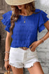 Textured Ruffled Sleeve Round Neck Top
