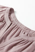 Textured Ruffled Sleeve Slit Neck Cotton Blend Blouse